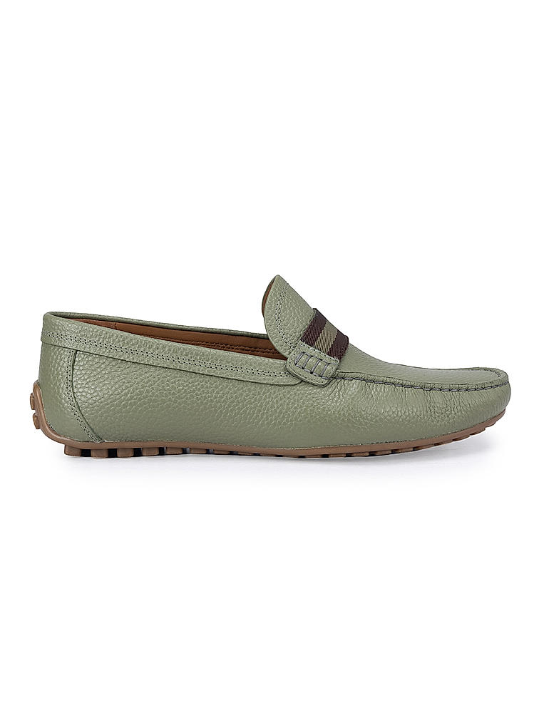 Green Moccasins With Contrast Panel