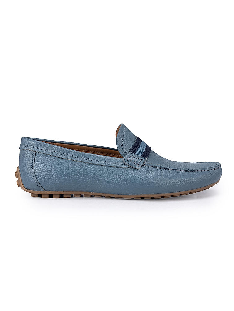 Blue Moccasins With Contrast Panel