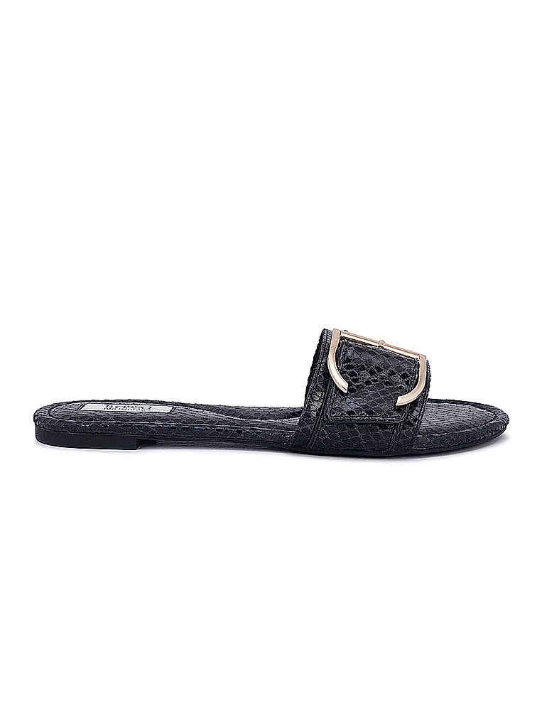 Black Snake Textured Flats