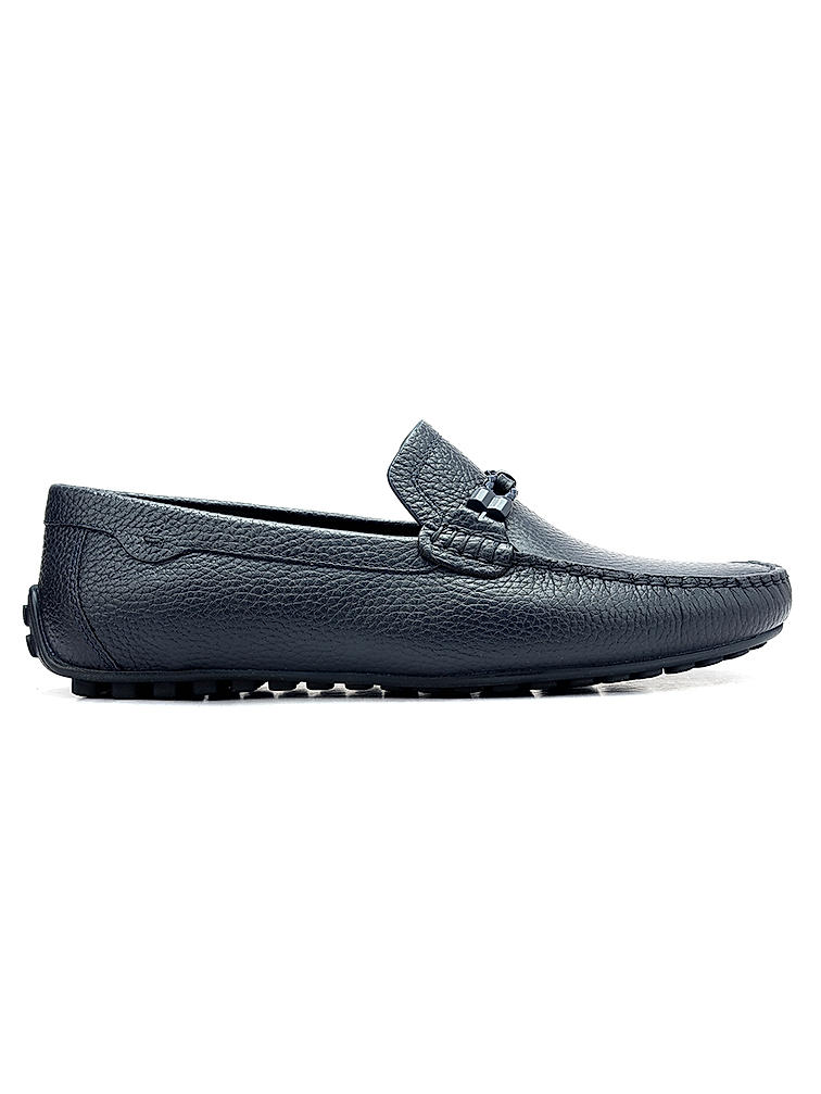 Blue Moccasins With Braided Panel On Top