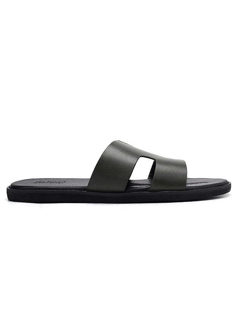 Black Leather Slippers