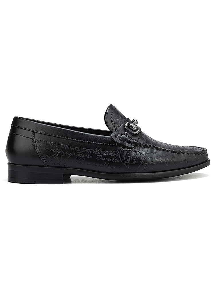 Black Signato Leather Heel Moccasins