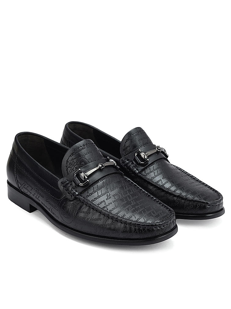 Black Signato Leather Heel Moccasins