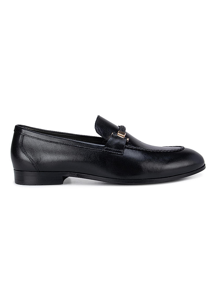 Black Plain Braided Loafers