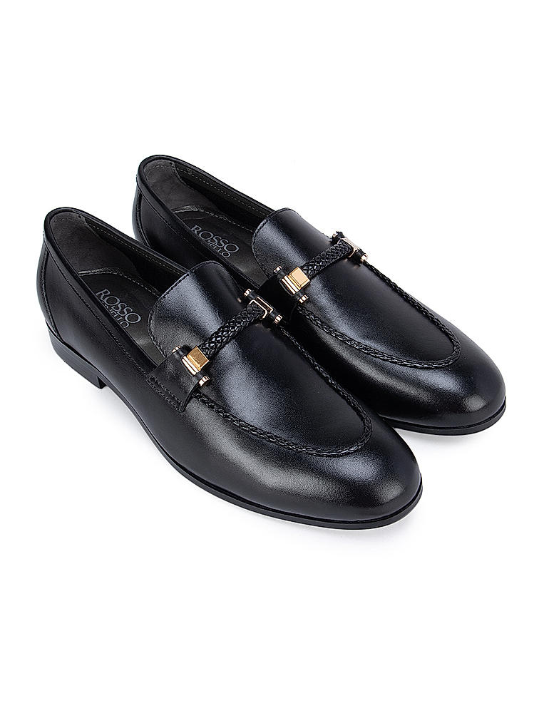 Black Plain Braided Loafers