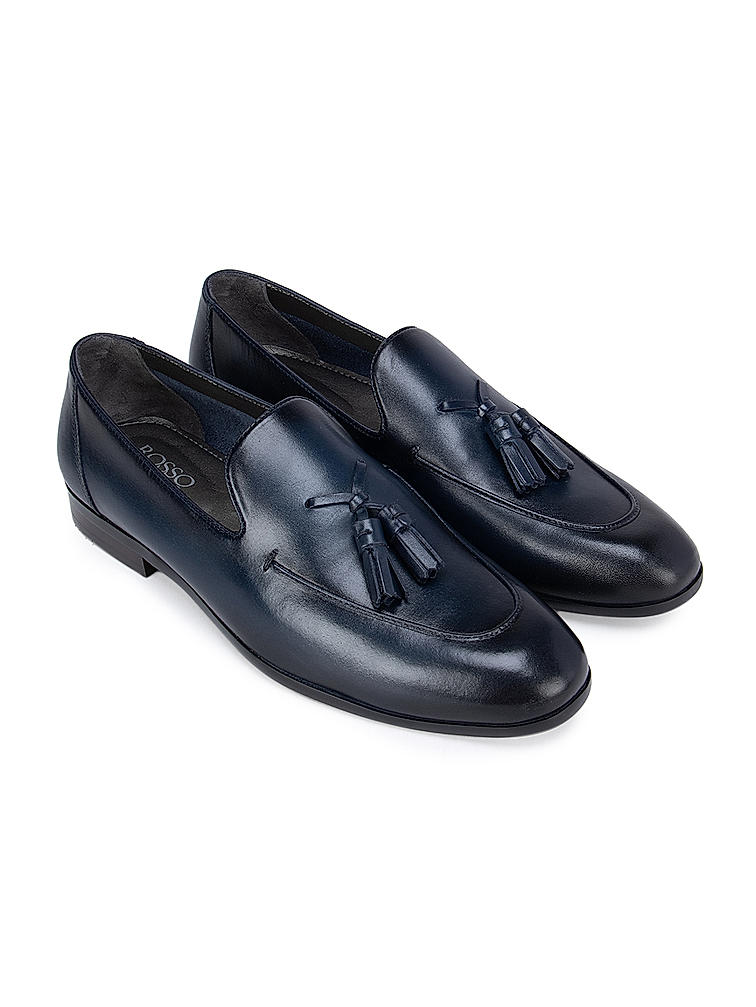 Navy Blue Loafers With Tassels