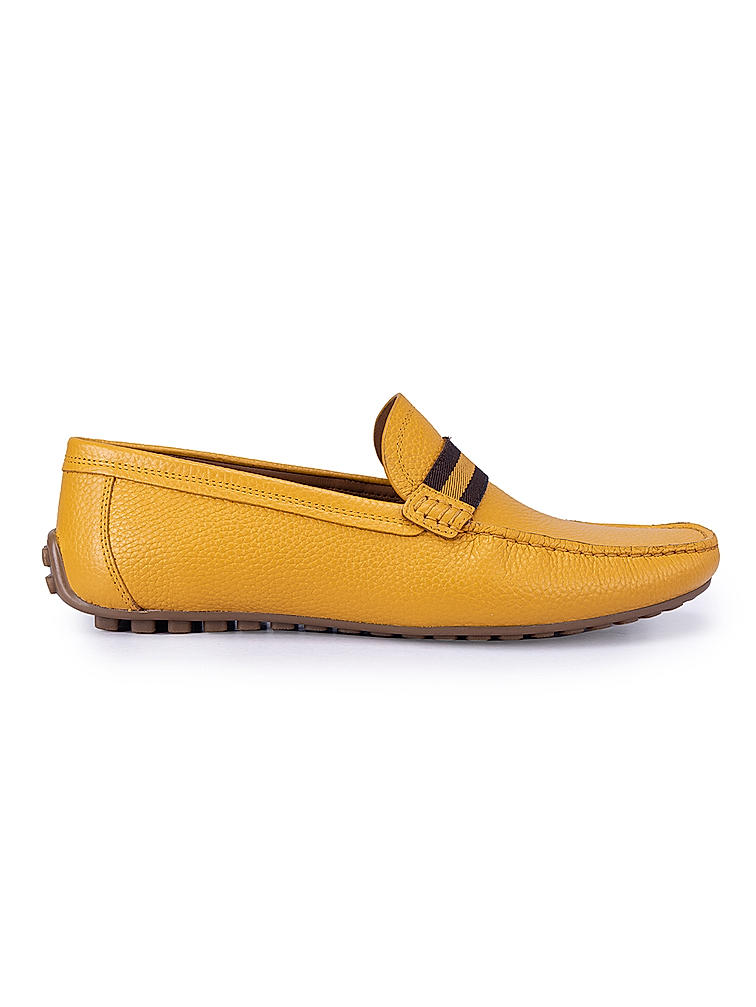 Mustard Moccasins With Contrast Panel