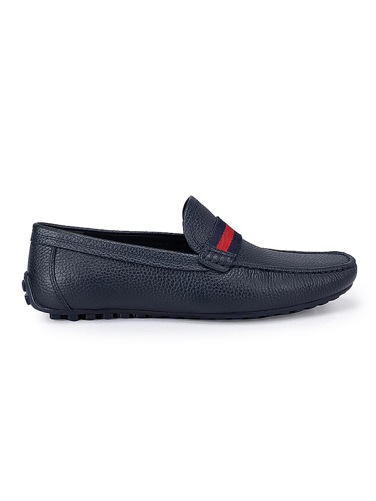 Navy Moccasins With Contrast Panel