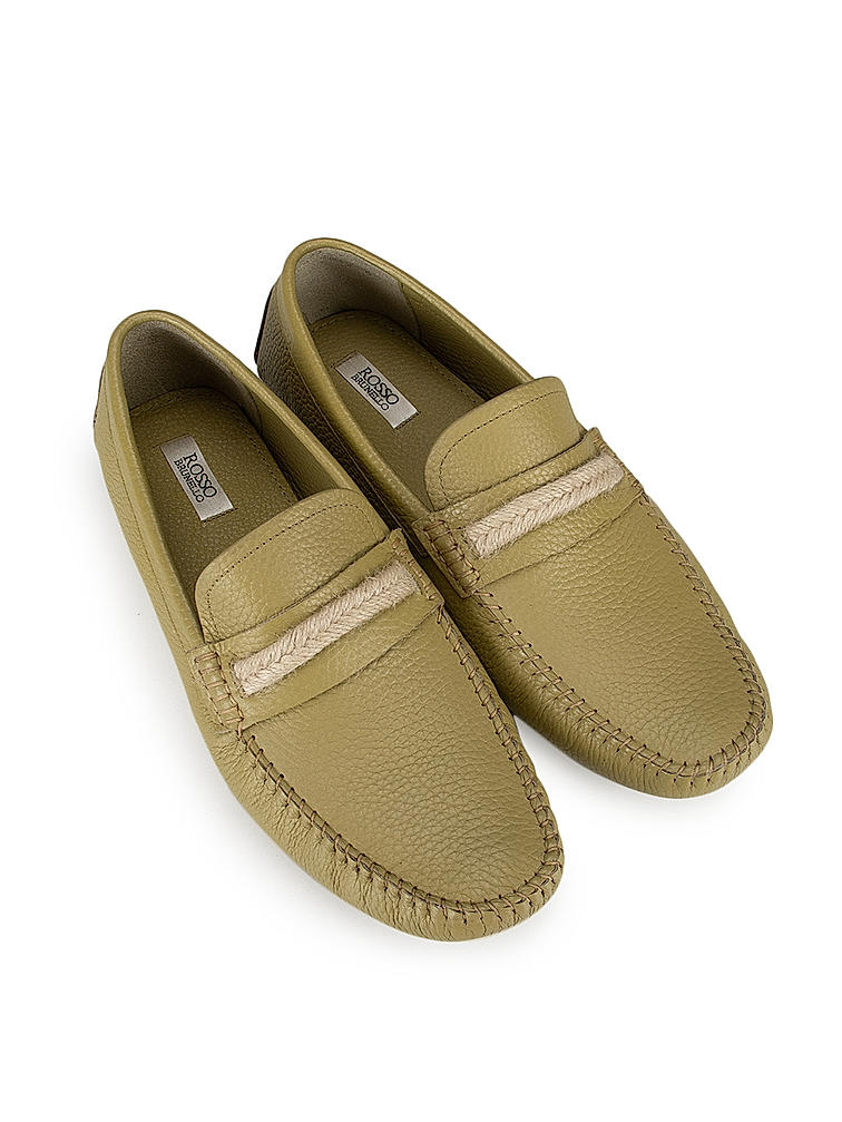 Green Casual Leather Moccasins