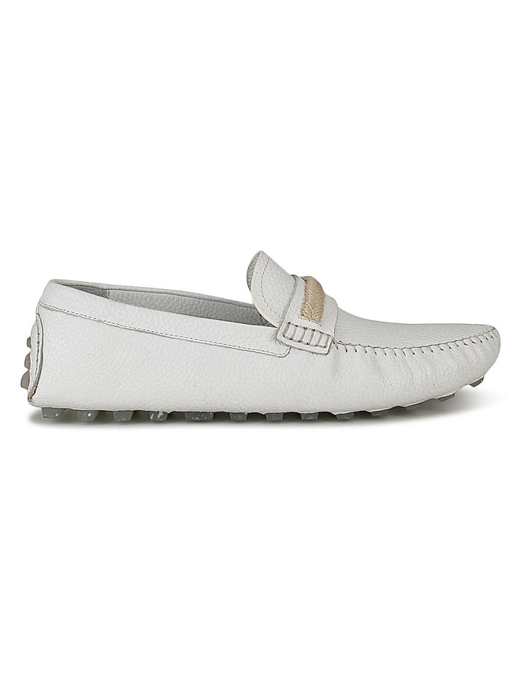 White Casual Leather Moccasins