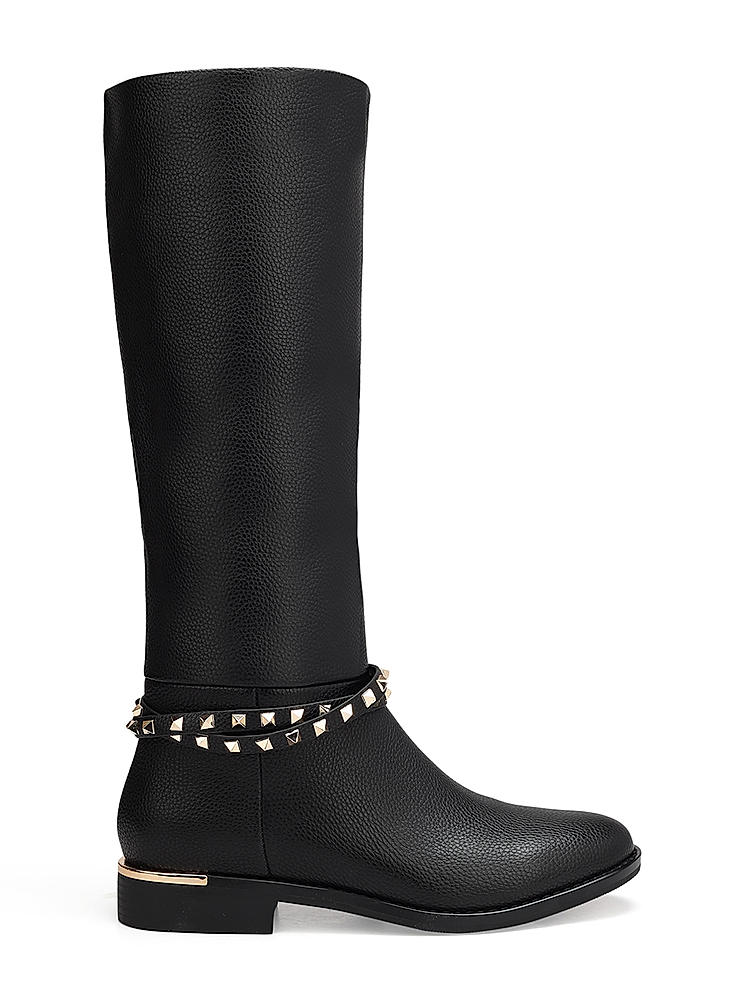 Black Knee High Studded Boots