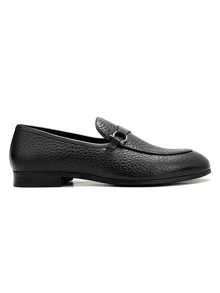 Black Loafers With Asymmetric Buckle