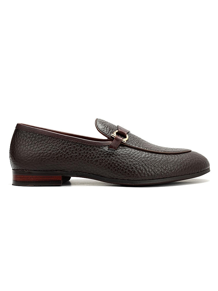 Black Loafers With Asymmetric Buckle