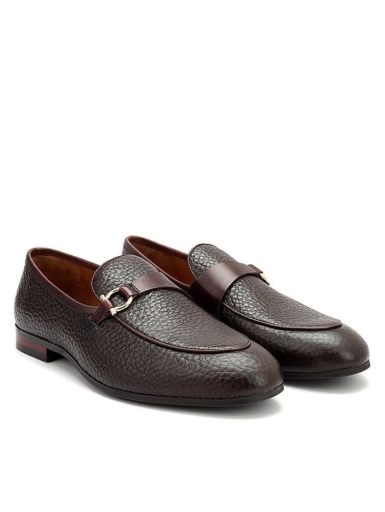 Black Loafers With Asymmetric Buckle