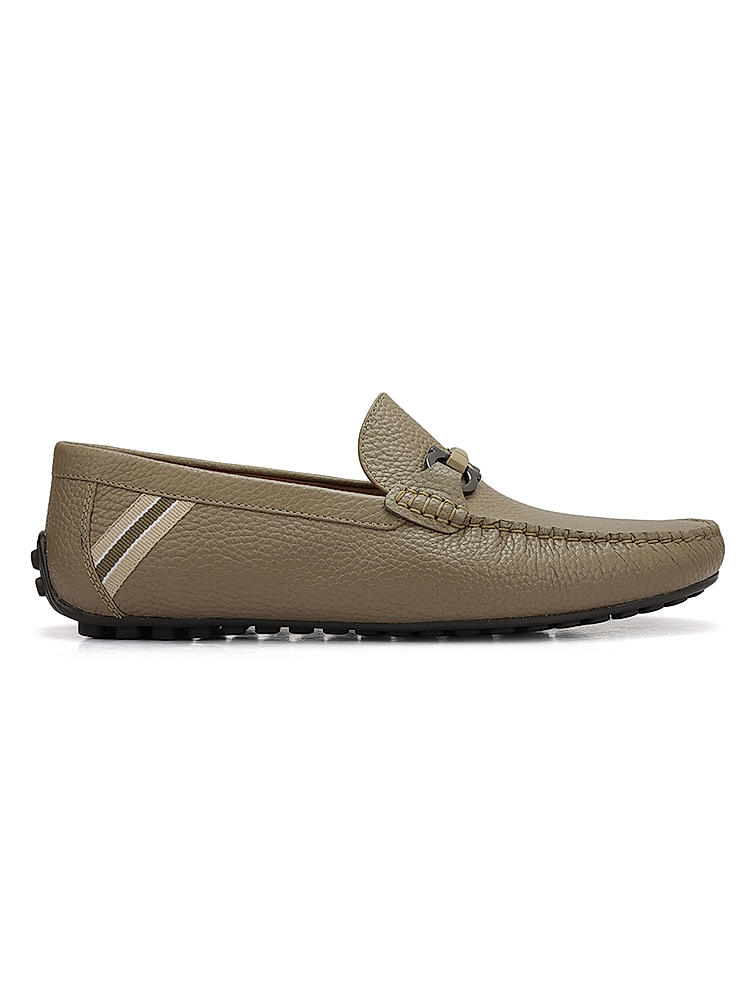 Brown Moccasins With Metal Buckle