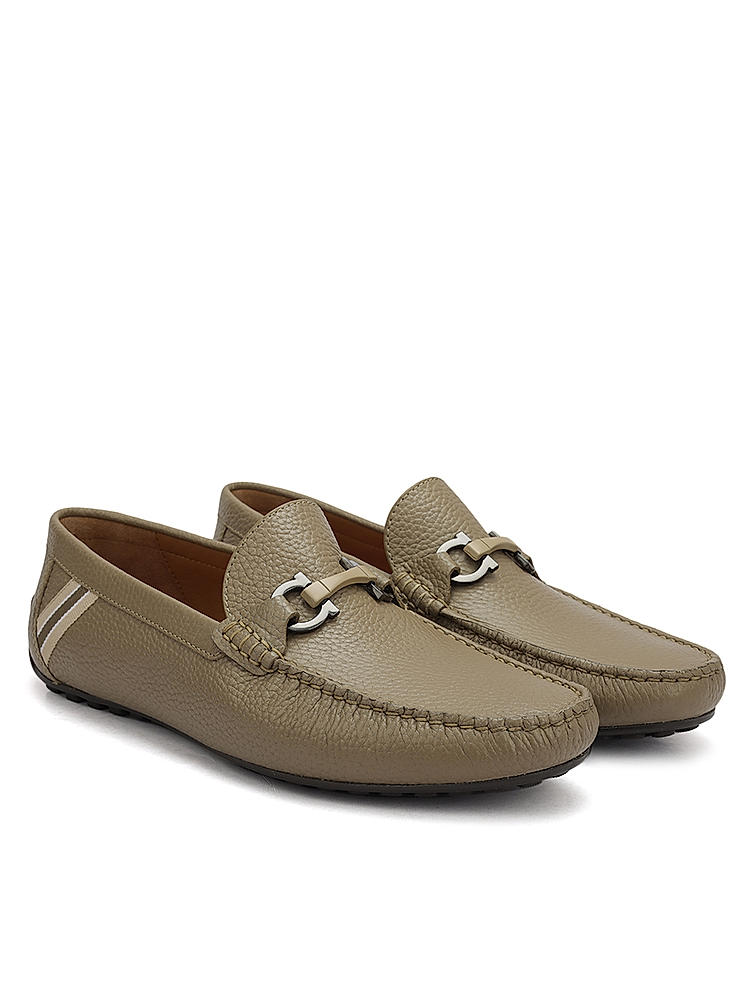 Brown Moccasins With Metal Buckle