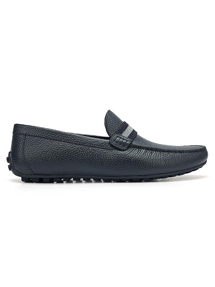 Blue Moccasins With Contrast Panel