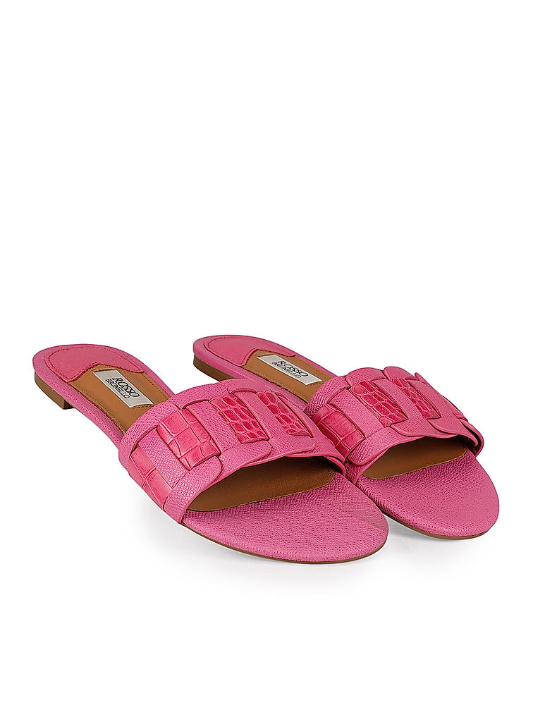 Pink Croco Textured Flats