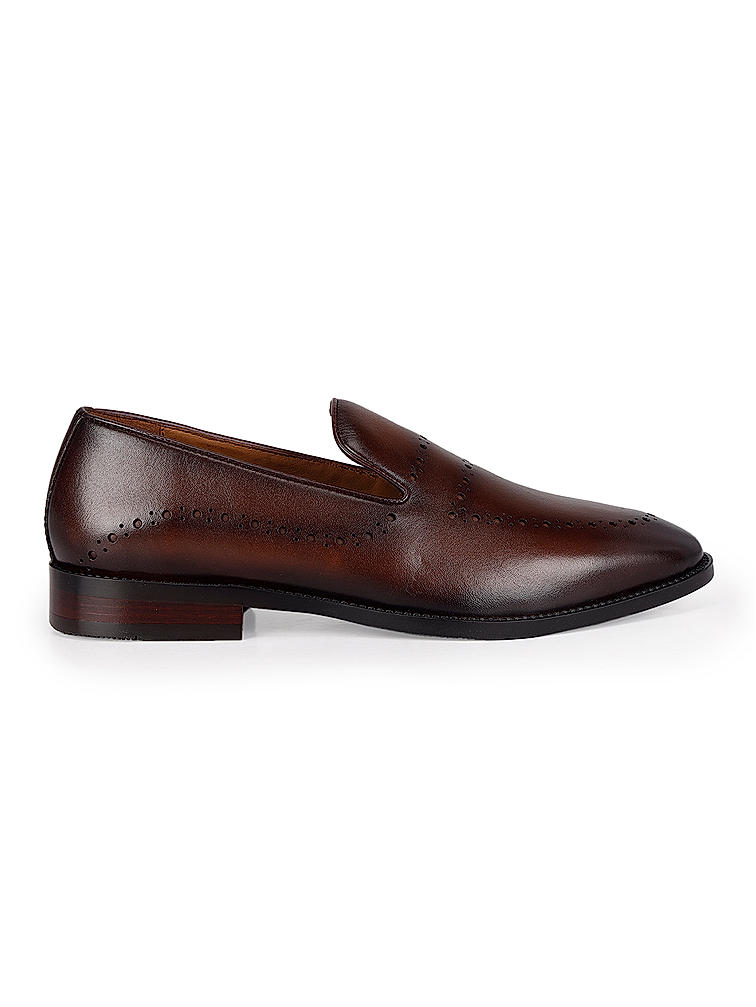 Coffee Dual Tone Leather Loafers