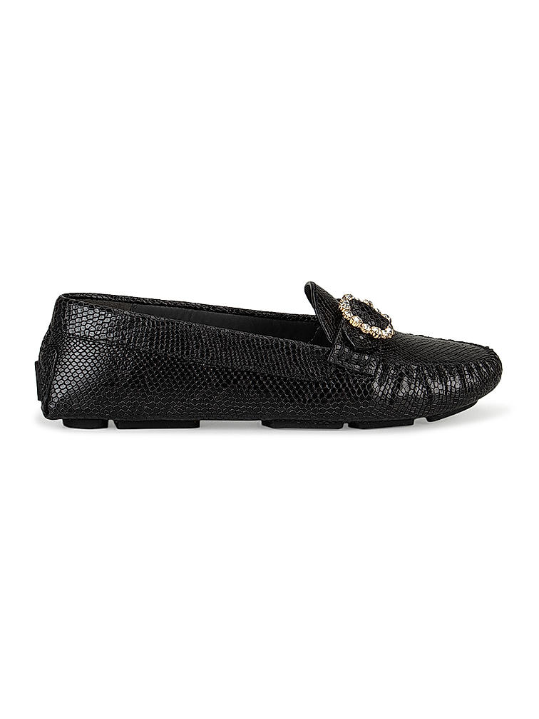 Black Embellished Moccasins