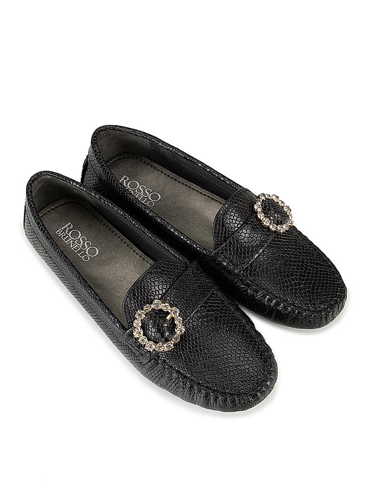 Black Embellished Moccasins