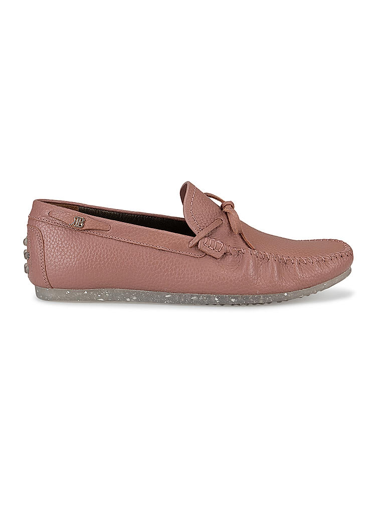 Pink Leather Bow Moccasins