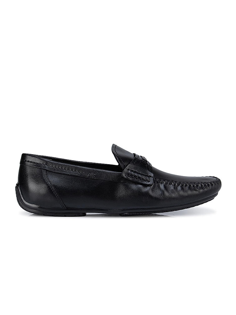 Black Moccasins With Leather Panel