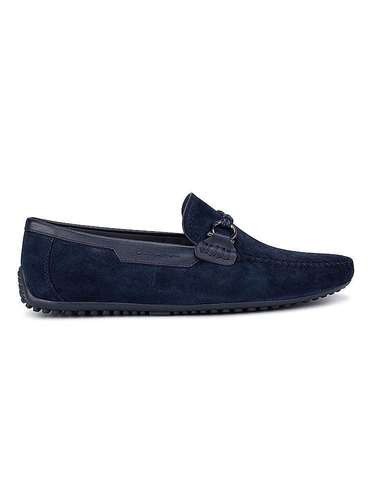 Blue Suede Leather Moccasins