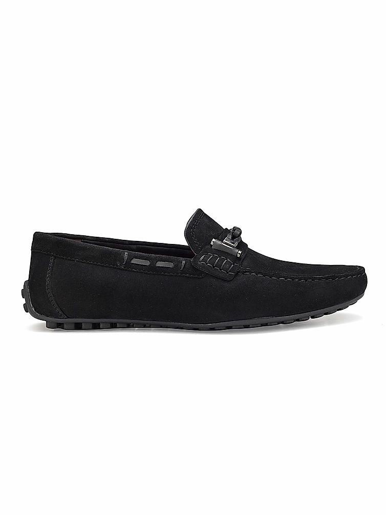 Black Suede Leather Moccasins