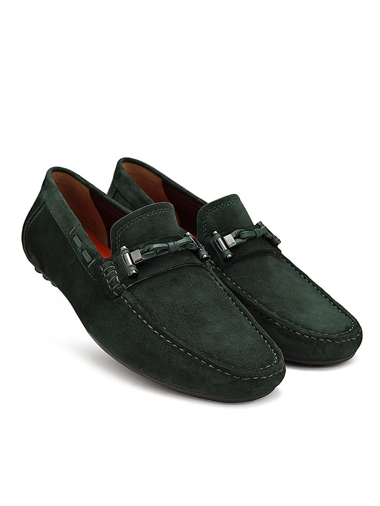 Green Suede Leather Moccasins