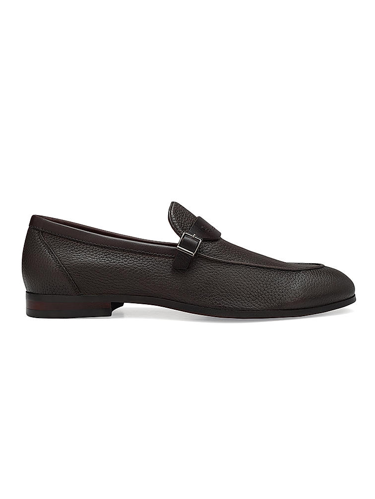 Coffee Loafers With Panel On Top