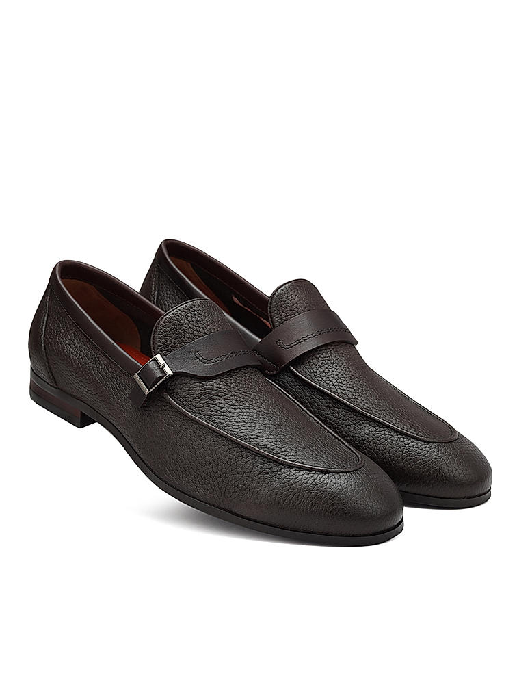 Coffee Loafers With Panel On Top