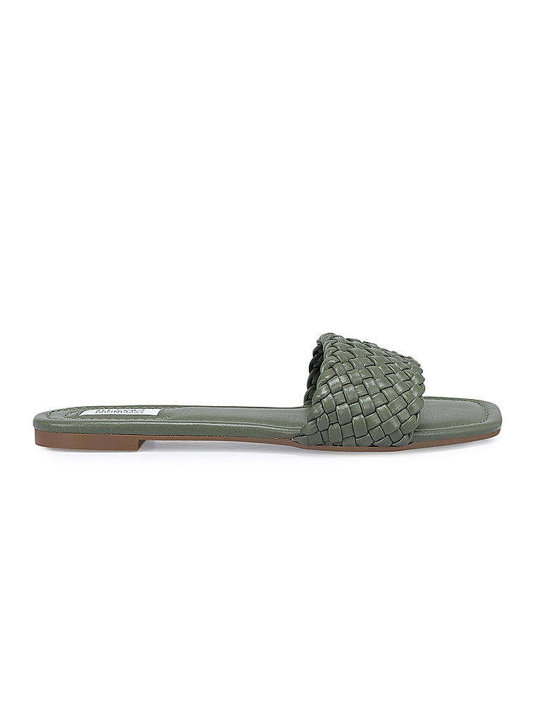 Green Woven Strap Sliders