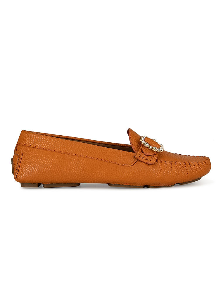 Orange Embellished Moccasins