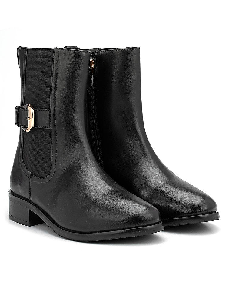 Black Leather Ankle Boots