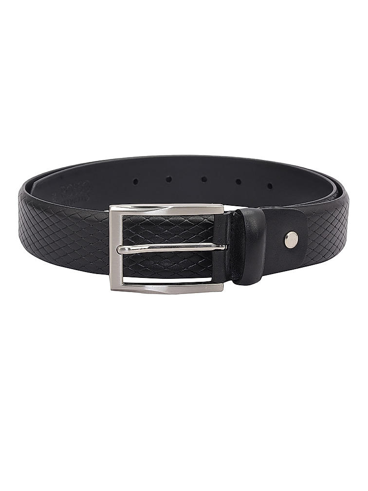 Black Mat Embossed Men's Belt