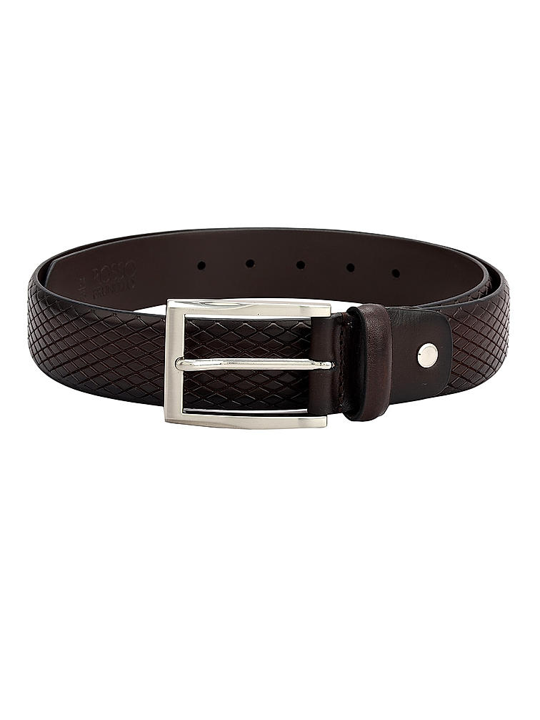 Brown Mat Embossed Men's Belt