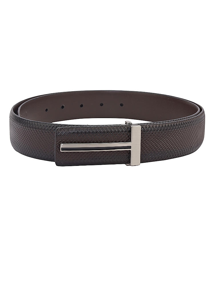 Brown Textured Leather Men's Belt