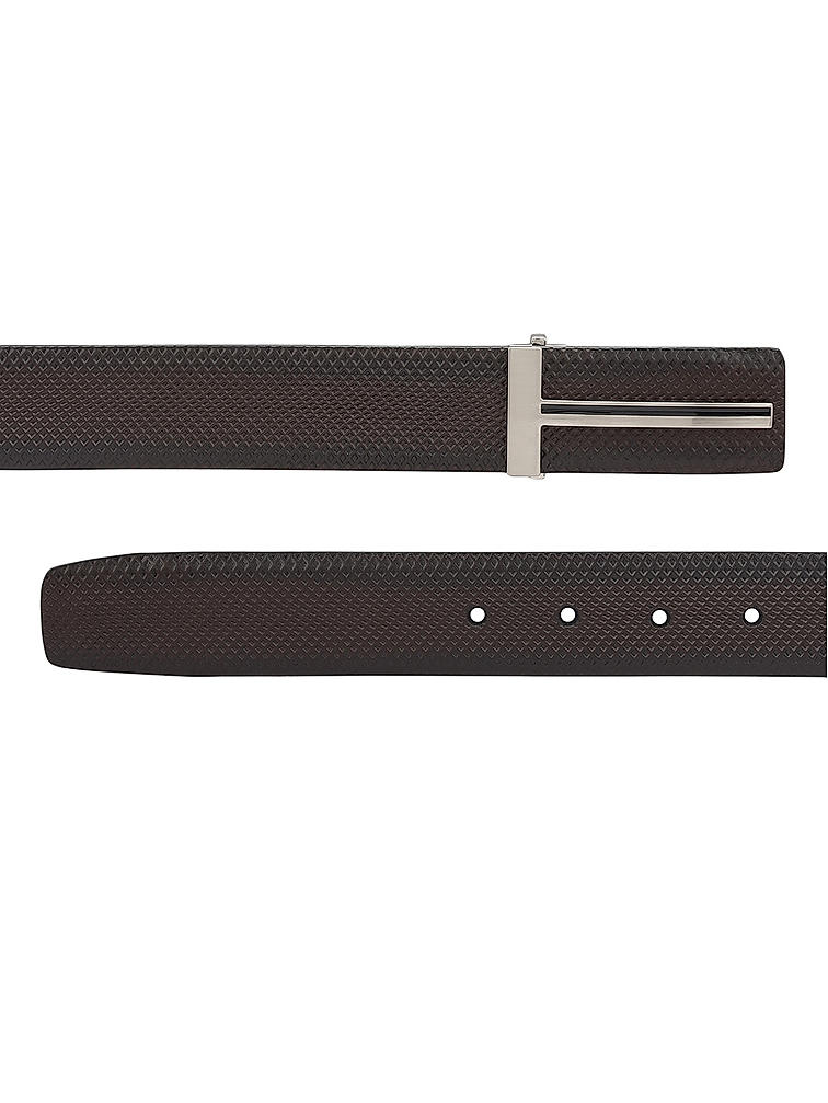 Brown Textured Leather Men's Belt