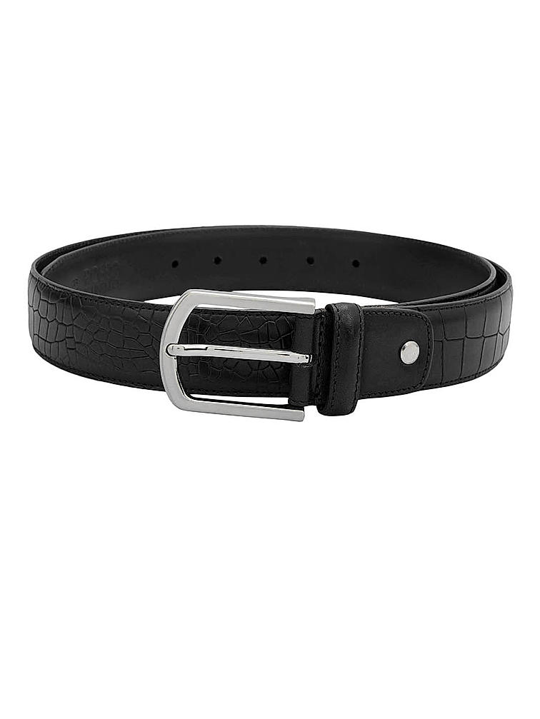 Black Croco Textured Men's Belt