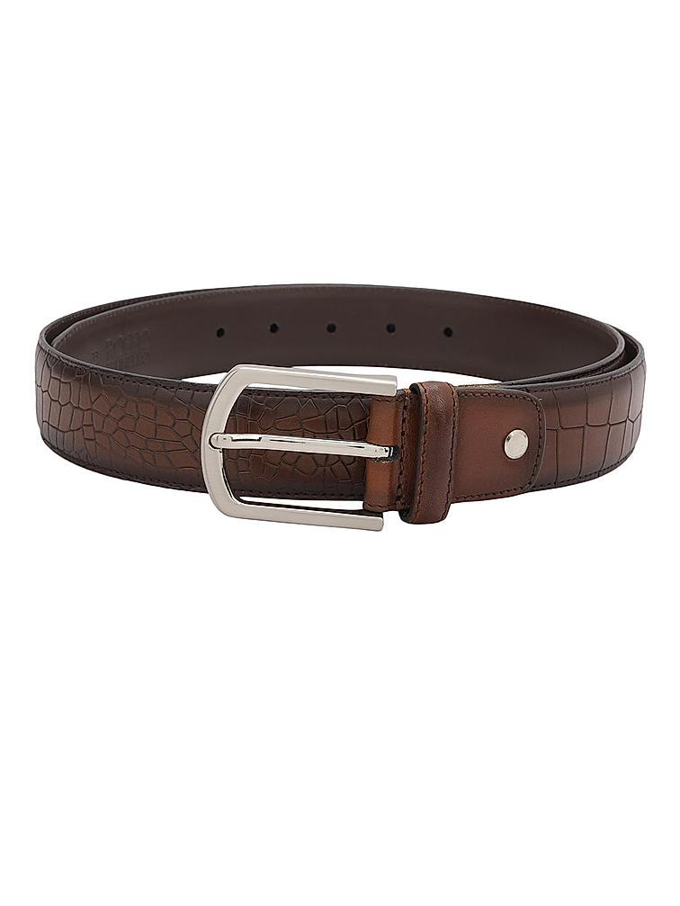 Tan Croco Textured Men's Belt