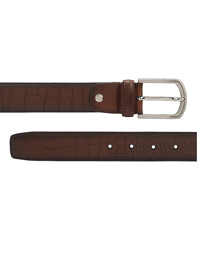 Tan Croco Textured Men's Belt