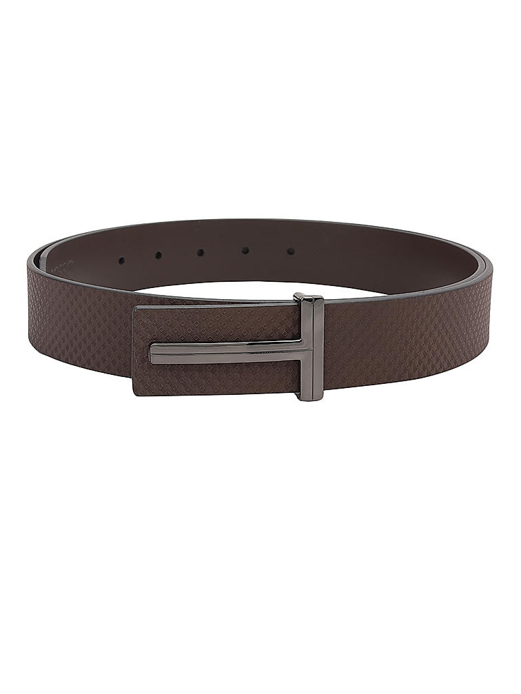 Brown Textured Leather Men's Belt