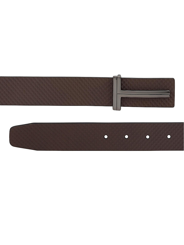 Brown Textured Leather Men's Belt