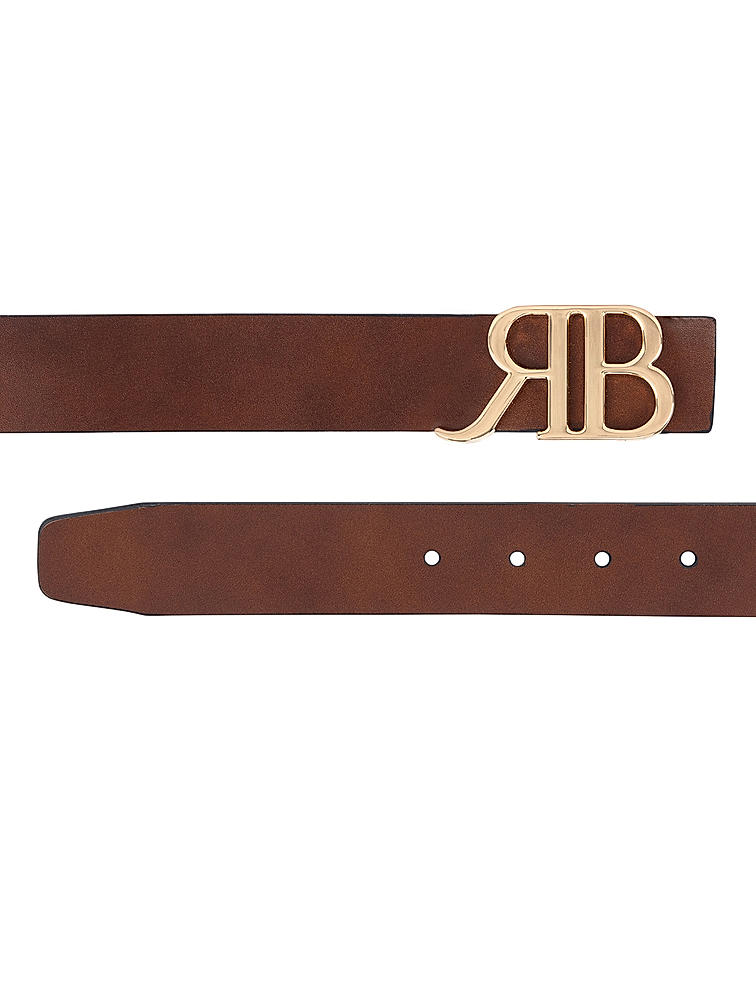 Brown Plain Leather Men's Belt