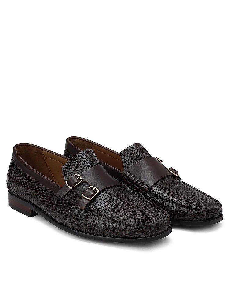 Brown Monk Strap Style Heel Moccasins