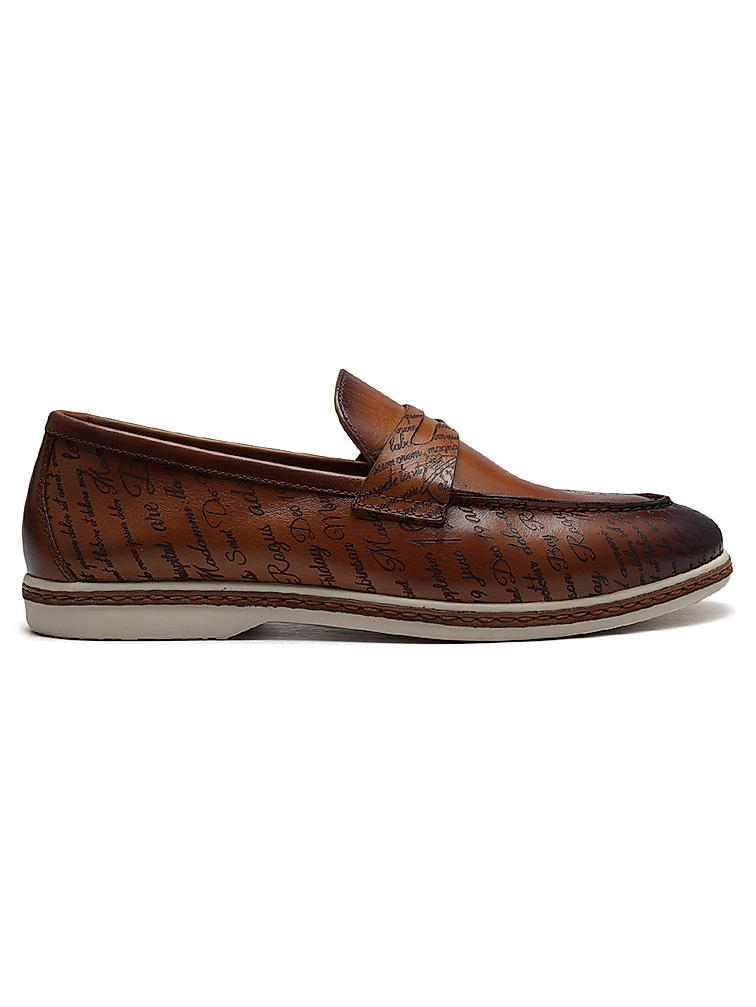 Tan Signato Leather Loafers