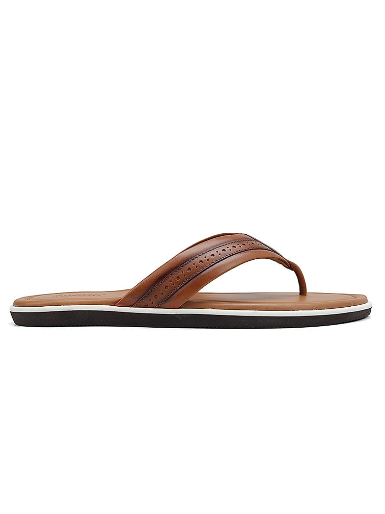 Tan Thong Leather Slippers