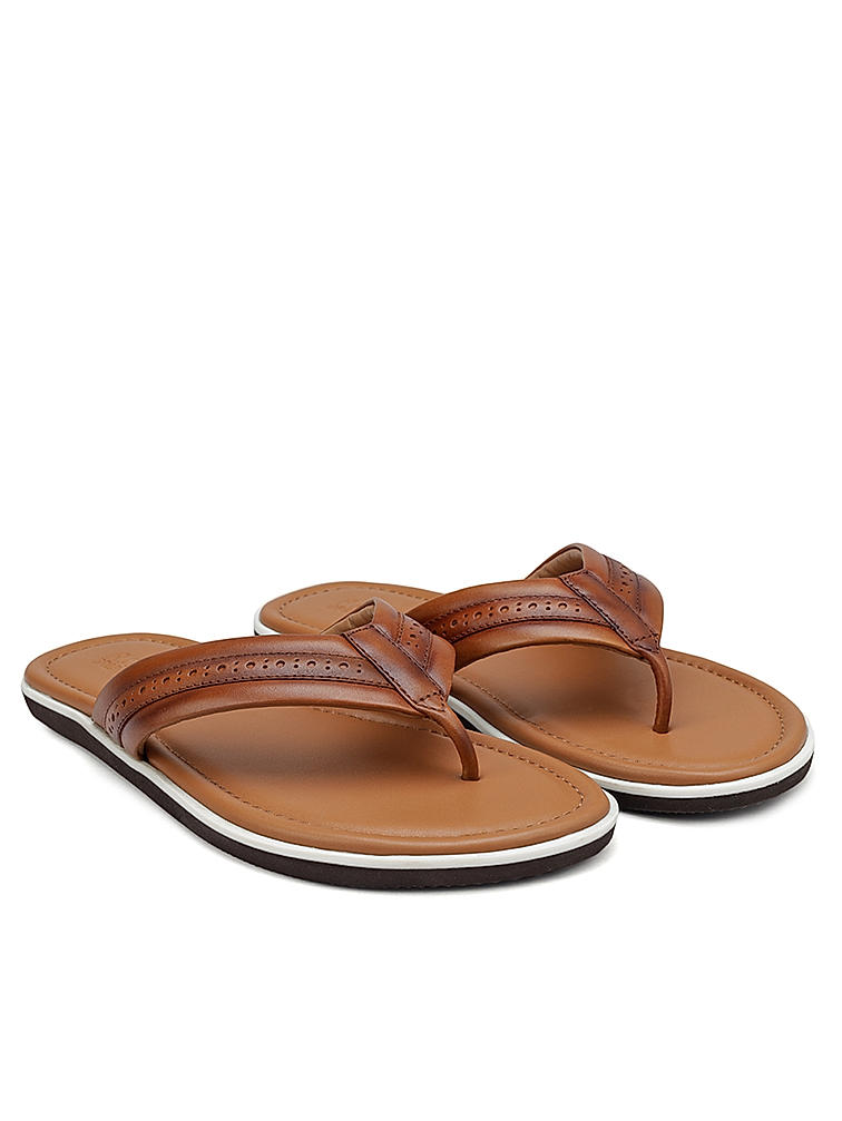 Tan Thong Leather Slippers