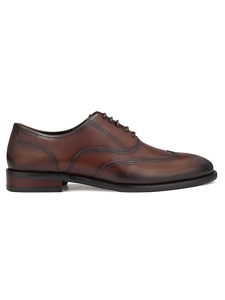 Coffee  Leather Derby Shoes